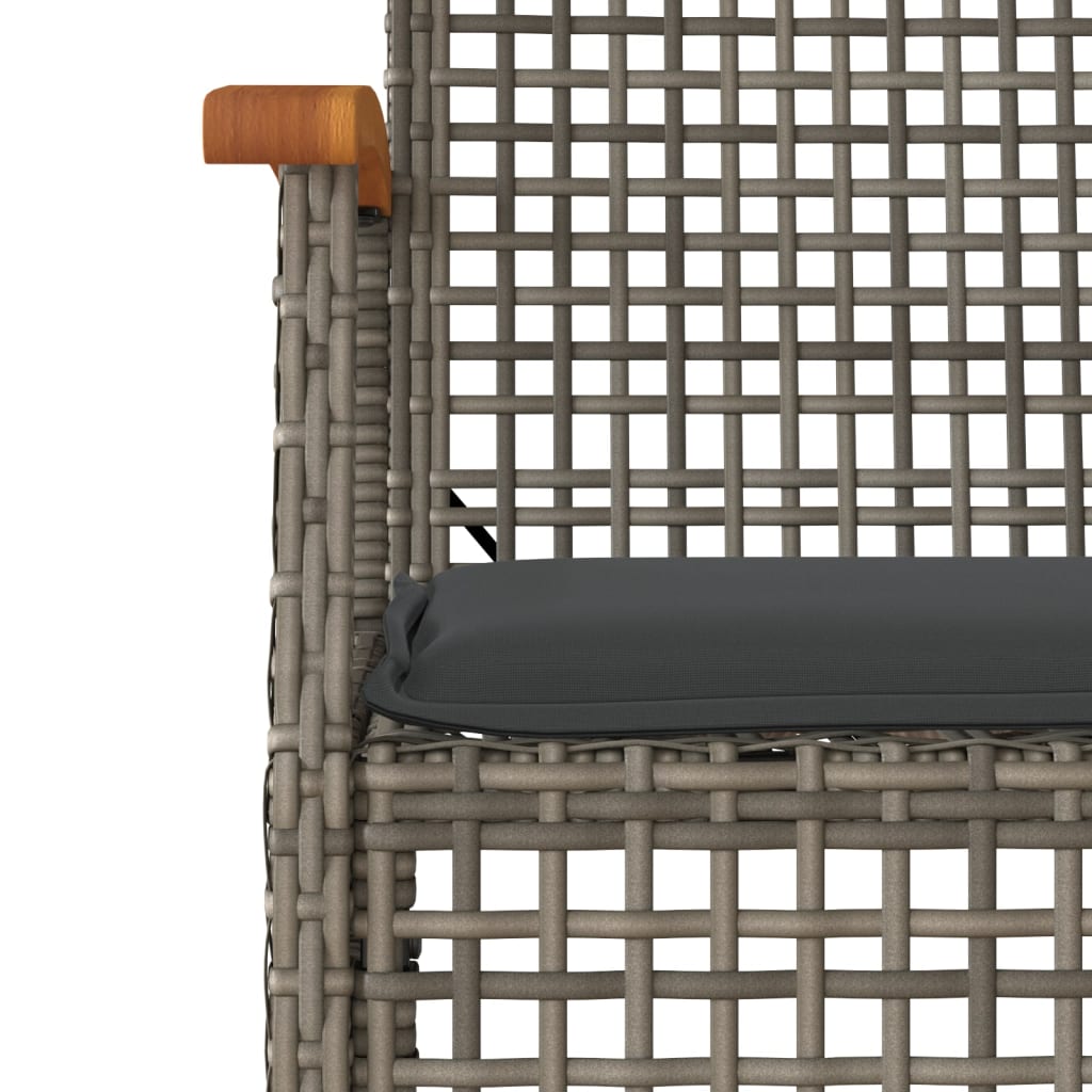 4-tlg. Garten-Essgruppe mit Kissen Grau Poly Rattan