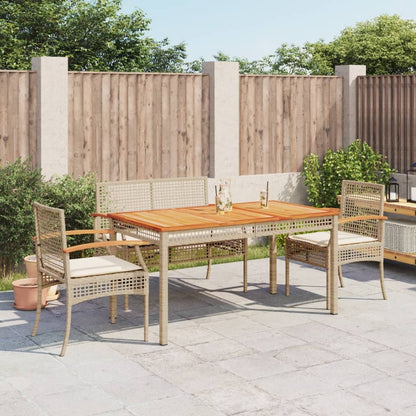 4-tlg. Garten-Essgruppe mit Kissen Beige Poly Rattan