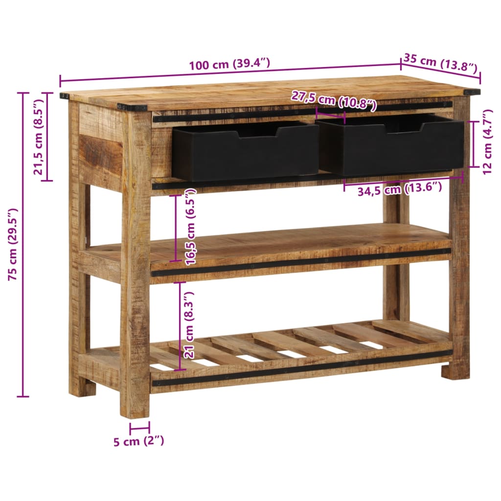 Konsolentisch 100x35x75 cm Massivholz Mango