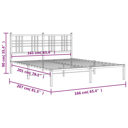 Bettgestell mit Kopfteil Metall Schwarz 160x200 cm