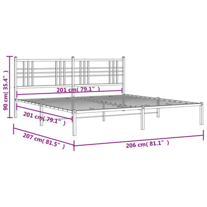 Bettgestell mit Kopfteil Metall Schwarz 200x200 cm