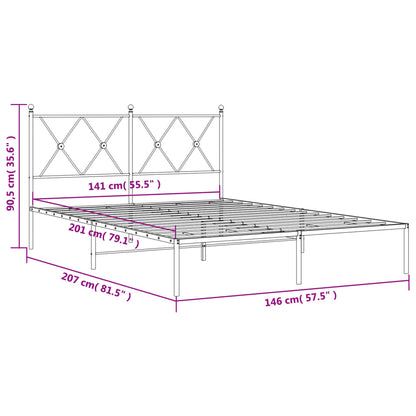 Bettgestell mit Kopfteil Metall Schwarz 140x200 cm