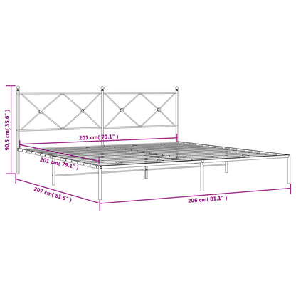 Bettgestell mit Kopfteil Metall Schwarz 200x200 cm