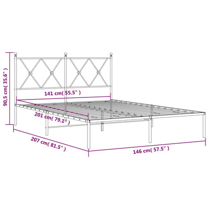 Bettgestell mit Kopfteil Metall Weiß 140x200 cm