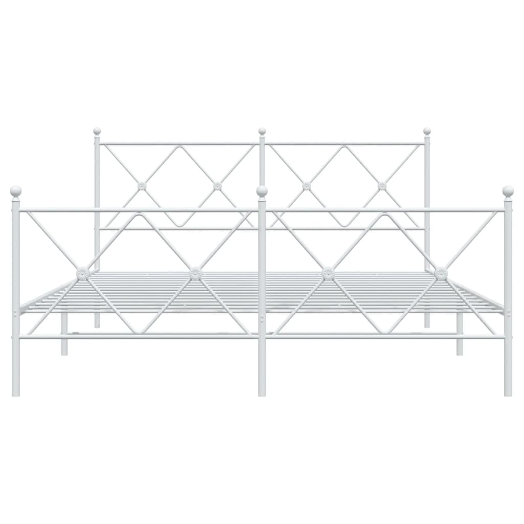 Bettgestell mit Kopf- und Fußteil Metall Weiß 160x200 cm