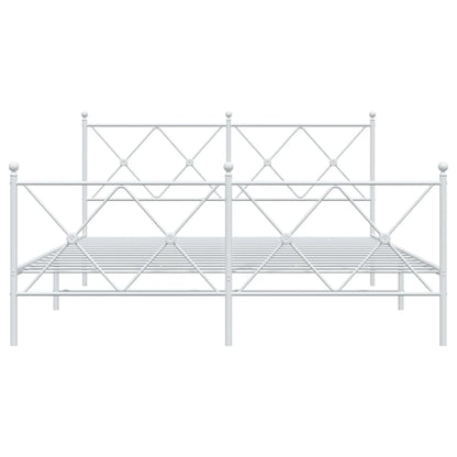 Bettgestell mit Kopf- und Fußteil Metall Weiß 160x200 cm