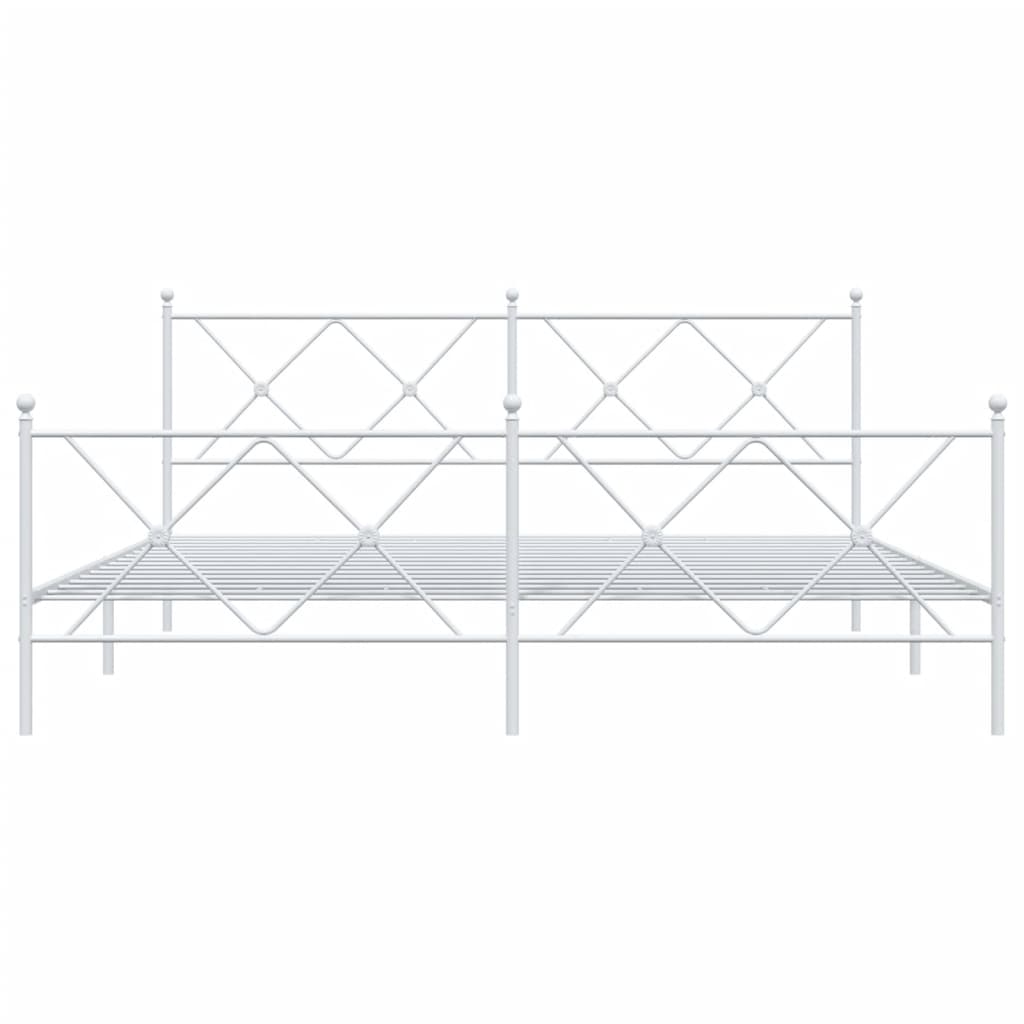 Bettgestell mit Kopf- und Fußteil Metall Weiß 180x200 cm