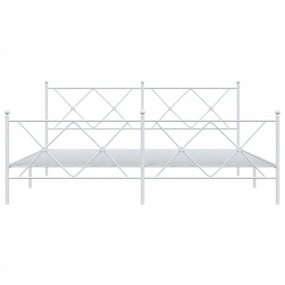 Bettgestell mit Kopf- und Fußteil Metall Weiß 180x200 cm