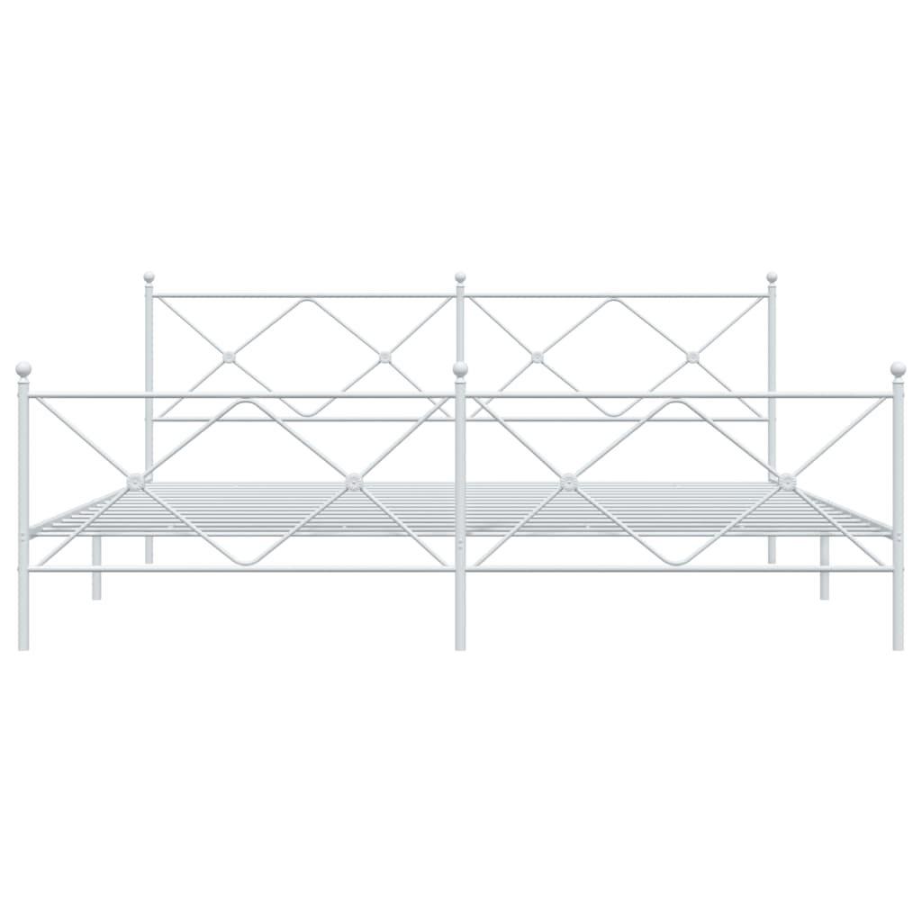 Bettgestell mit Kopf- und Fußteil Metall Weiß 200x200 cm