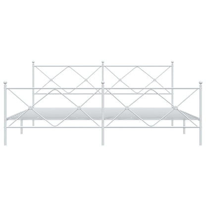 Bettgestell mit Kopf- und Fußteil Metall Weiß 200x200 cm