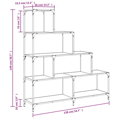 Bücherregal 4 Etagen Braun Eichen-Optik 139x33,5x149 cm