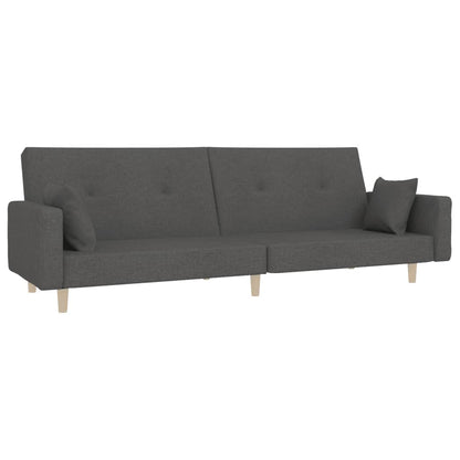 Schlafsofa 2-Sitzer mit 2 Kissen Dunkelgrau Stoff