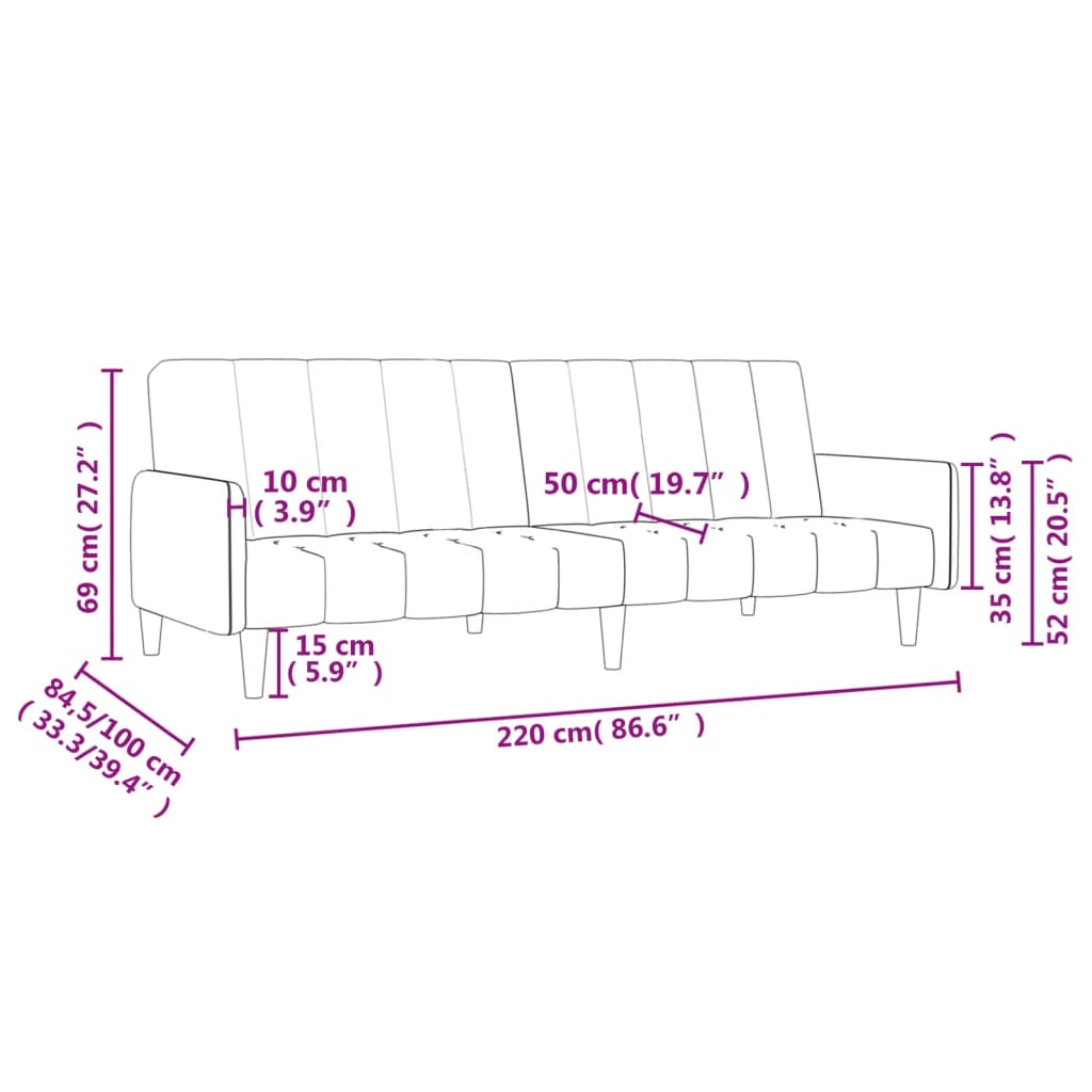 Schlafsofa 2-Sitzer Dunkelgrau Samt