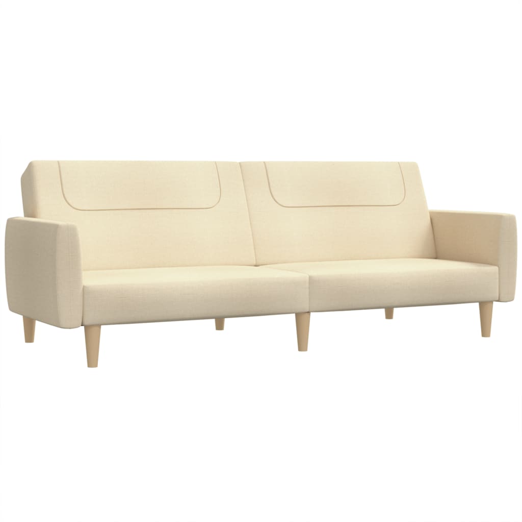 Schlafsofa 2-Sitzer Creme Stoff