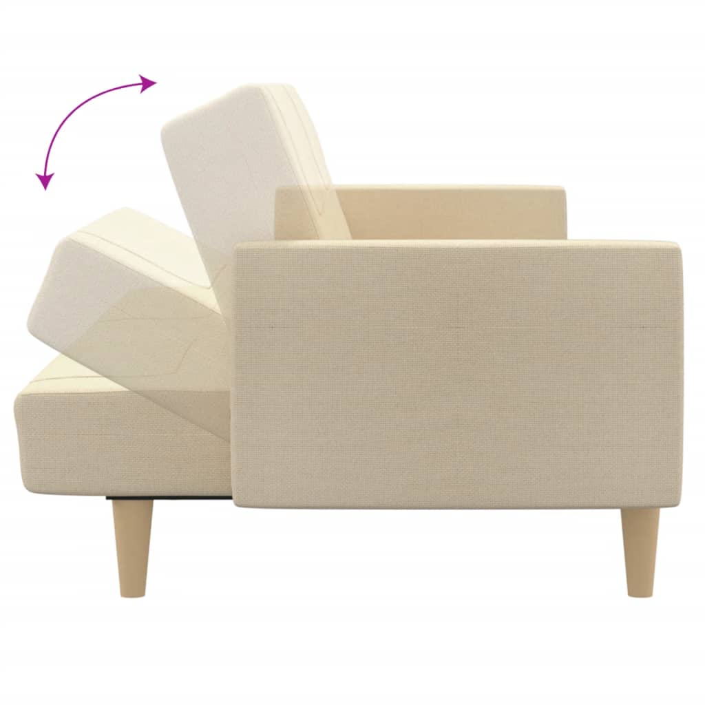 Schlafsofa 2-Sitzer Creme Stoff