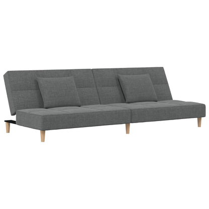 Schlafsofa 2-Sitzer mit 2 Kissen Dunkelgrau Stoff