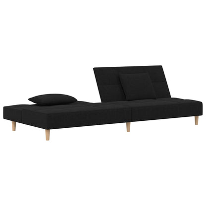 Schlafsofa 2-Sitzer mit 2 Kissen Schwarz Stoff