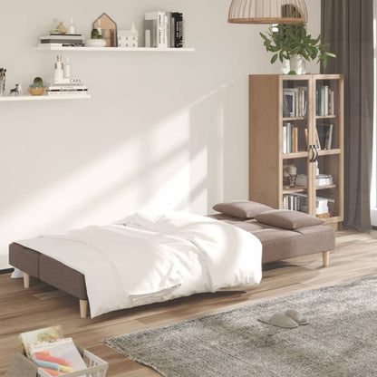 Schlafsofa 2-Sitzer mit 2 Kissen Taupe Stoff