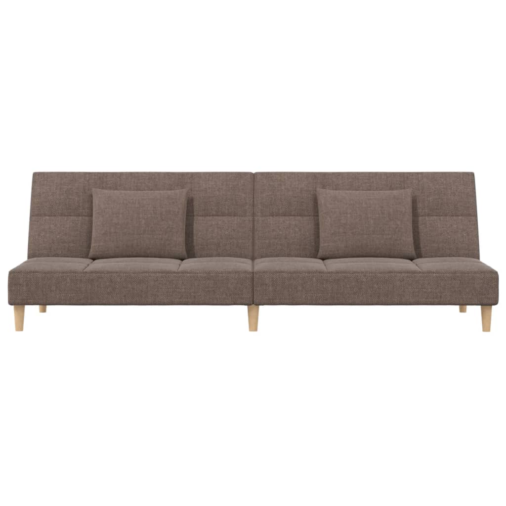 Schlafsofa 2-Sitzer mit 2 Kissen Taupe Stoff