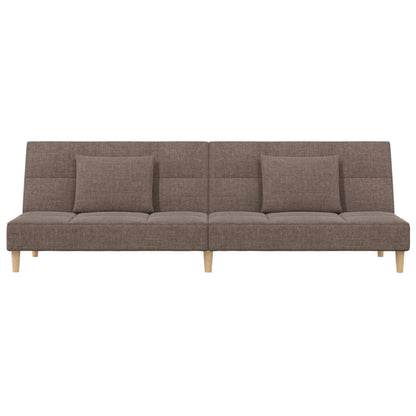 Schlafsofa 2-Sitzer mit 2 Kissen Taupe Stoff