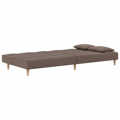 Schlafsofa 2-Sitzer mit 2 Kissen Taupe Stoff