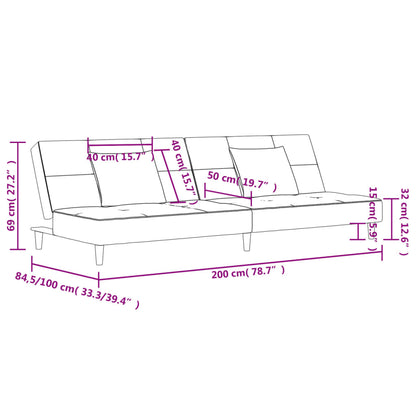 Schlafsofa 2-Sitzer mit 2 Kissen Taupe Stoff