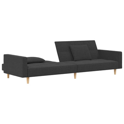 Schlafsofa 2-Sitzer mit 2 Kissen Dunkelgrau Stoff