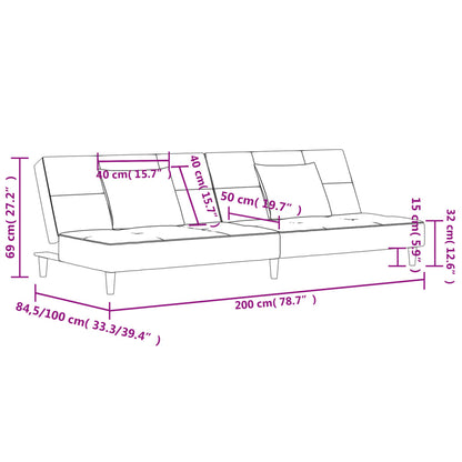 Schlafsofa 2-Sitzer mit 2 Kissen Dunkelgrau Samt