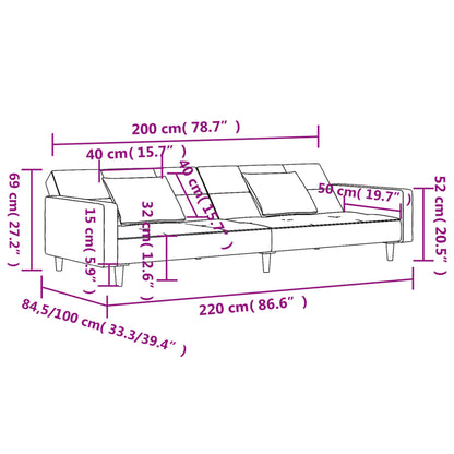 Schlafsofa 2-Sitzer mit 2 Kissen Schwarz Samt