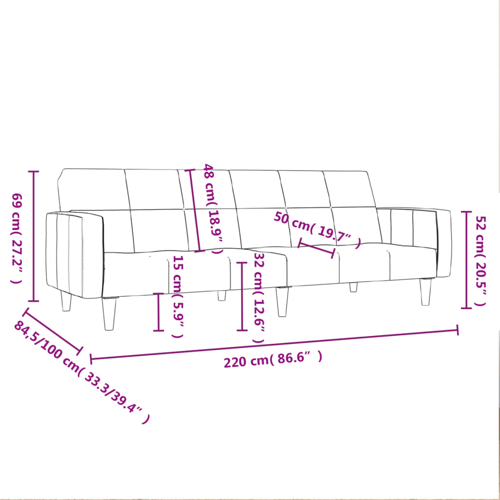 Schlafsofa 2-Sitzer Stoff