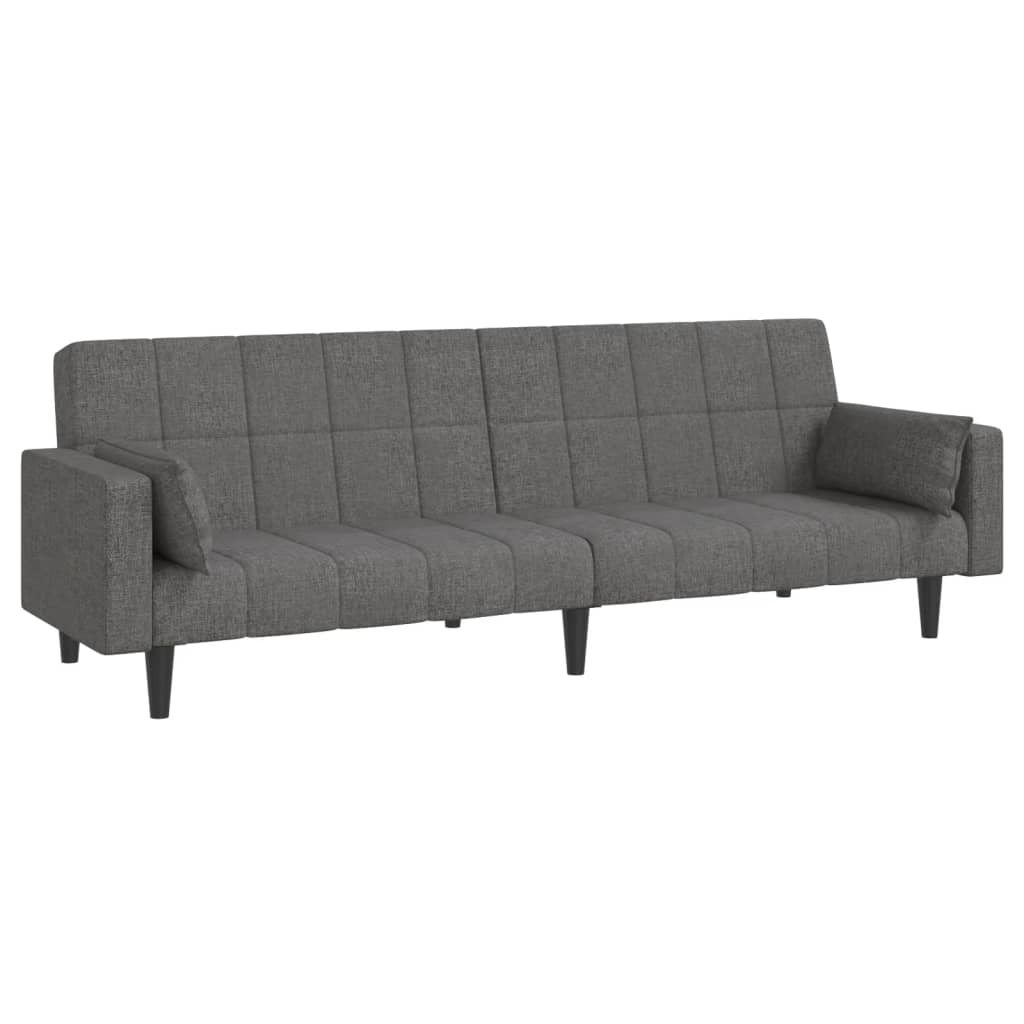 Schlafsofa 2-Sitzer mit 2 Kissen Hellgrau Stoff