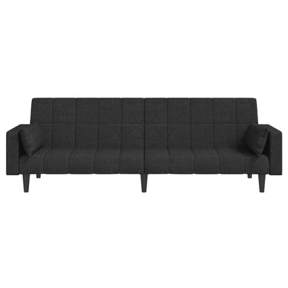 Schlafsofa 2-Sitzer mit 2 Kissen Schwarz Stoff