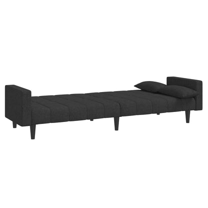 Schlafsofa 2-Sitzer mit 2 Kissen Schwarz Stoff