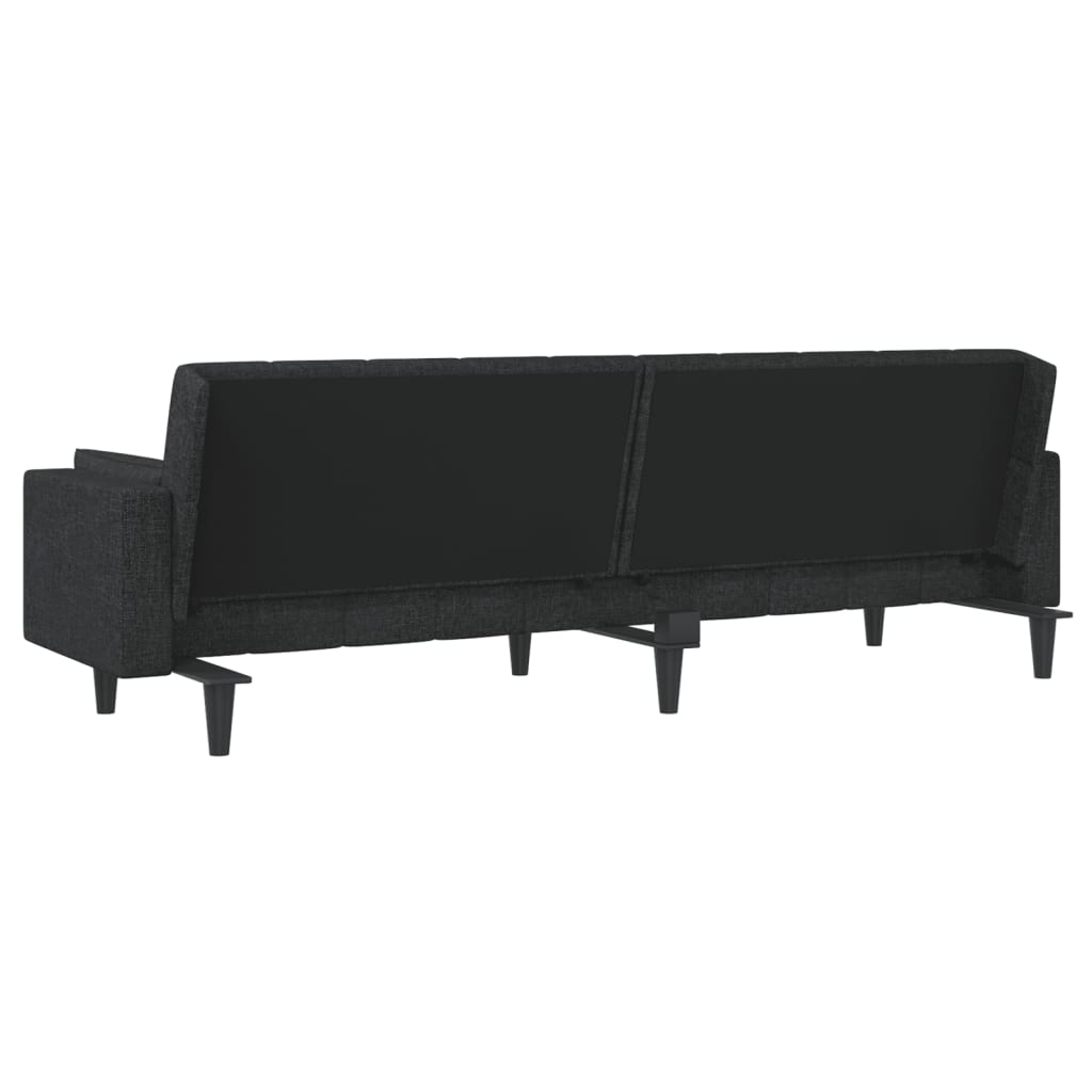 Schlafsofa 2-Sitzer mit 2 Kissen Schwarz Stoff