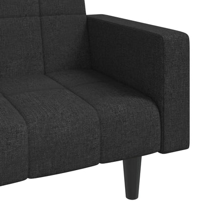 Schlafsofa 2-Sitzer mit 2 Kissen Schwarz Stoff