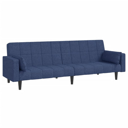 Schlafsofa 2-Sitzer mit 2 Kissen Blau Stoff