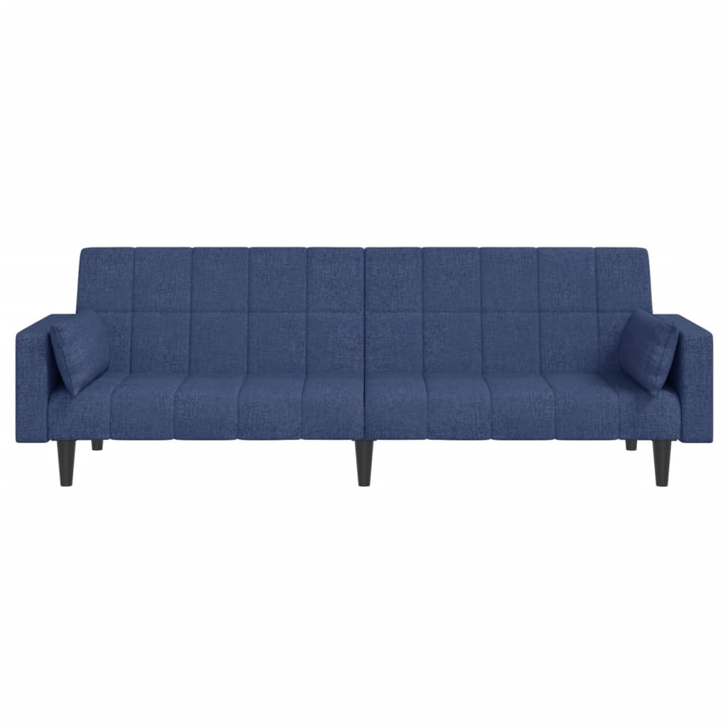 Schlafsofa 2-Sitzer mit 2 Kissen Blau Stoff