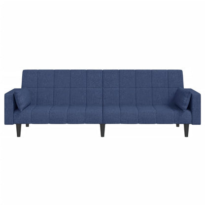 Schlafsofa 2-Sitzer mit 2 Kissen Blau Stoff