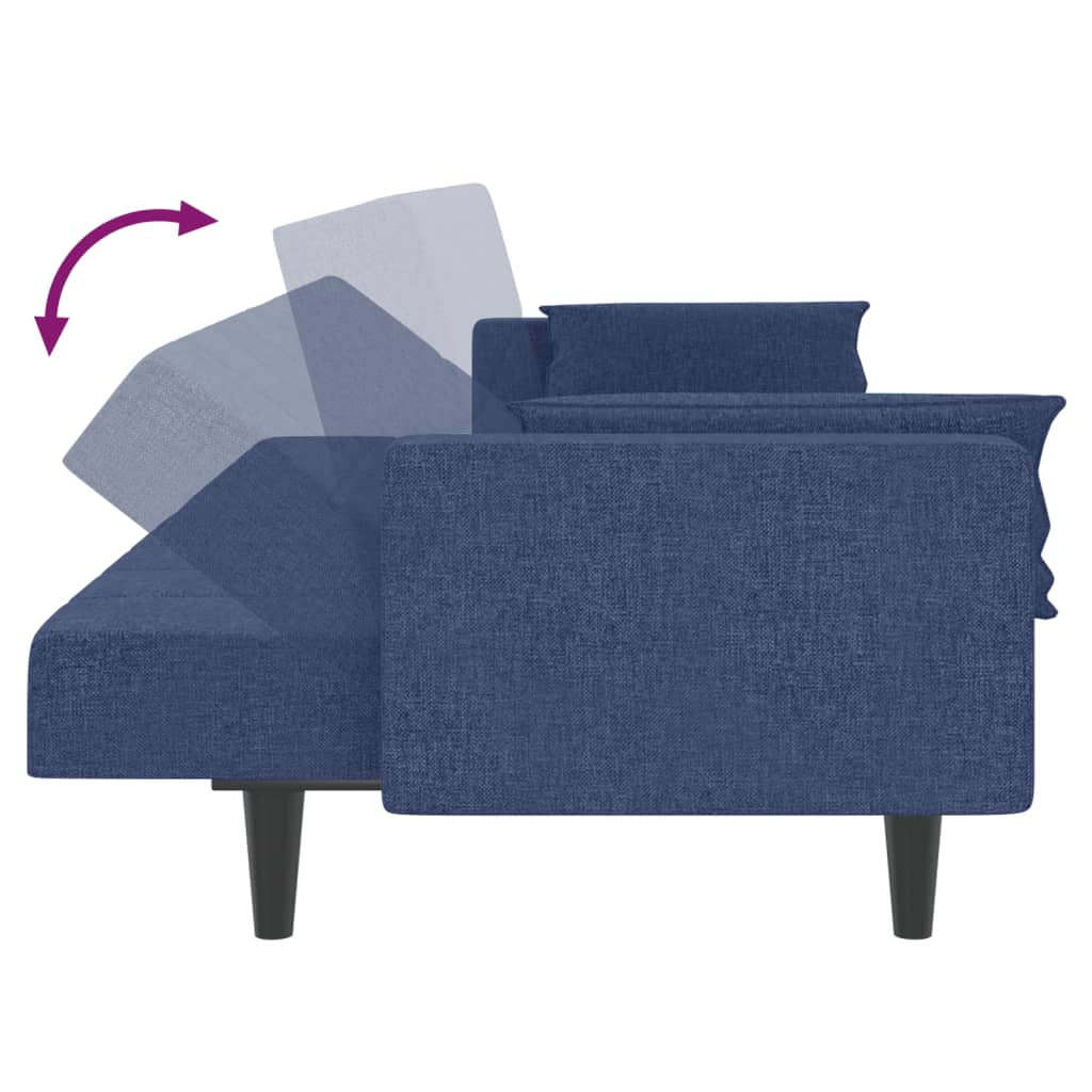 Schlafsofa 2-Sitzer mit 2 Kissen Blau Stoff