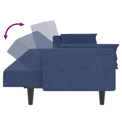 Schlafsofa 2-Sitzer mit 2 Kissen Blau Stoff