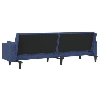 Schlafsofa 2-Sitzer mit 2 Kissen Blau Stoff