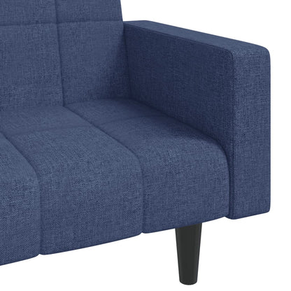 Schlafsofa 2-Sitzer mit 2 Kissen Blau Stoff