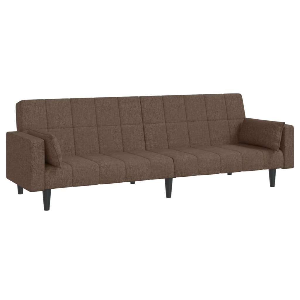 Schlafsofa 2-Sitzer mit 2 Kissen Taupe Stoff