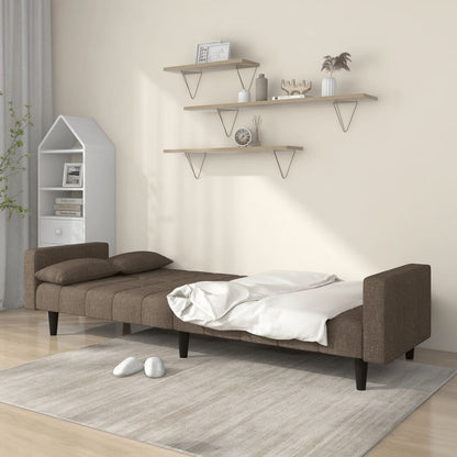 Schlafsofa 2-Sitzer mit 2 Kissen Taupe Stoff