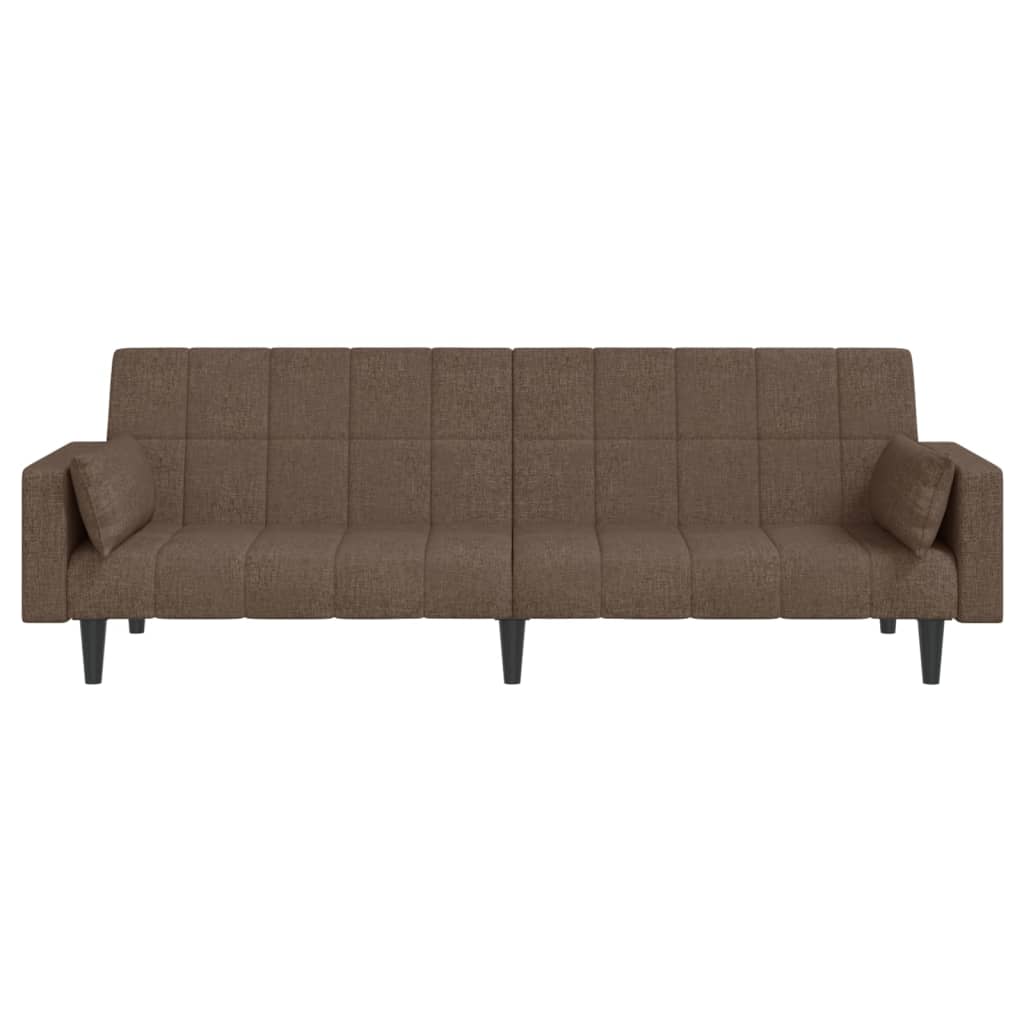 Schlafsofa 2-Sitzer mit 2 Kissen Taupe Stoff