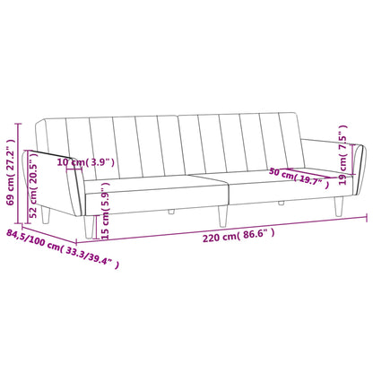 Schlafsofa 2-Sitzer Hellgrau Samt