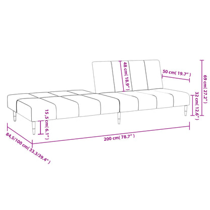 Schlafsofa 2-Sitzer Hellgrau Samt