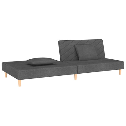 Schlafsofa 2-Sitzer mit 2 Kissen Dunkelgrau Stoff