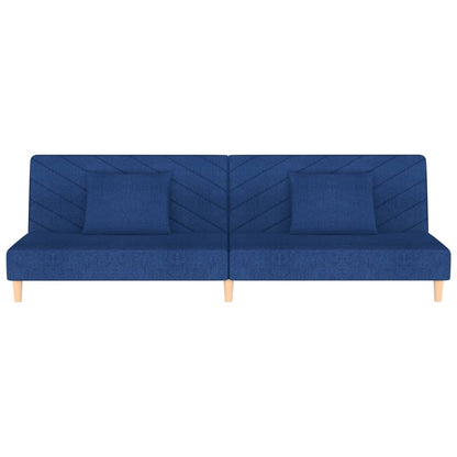 Schlafsofa 2-Sitzer mit 2 Kissen Blau Stoff