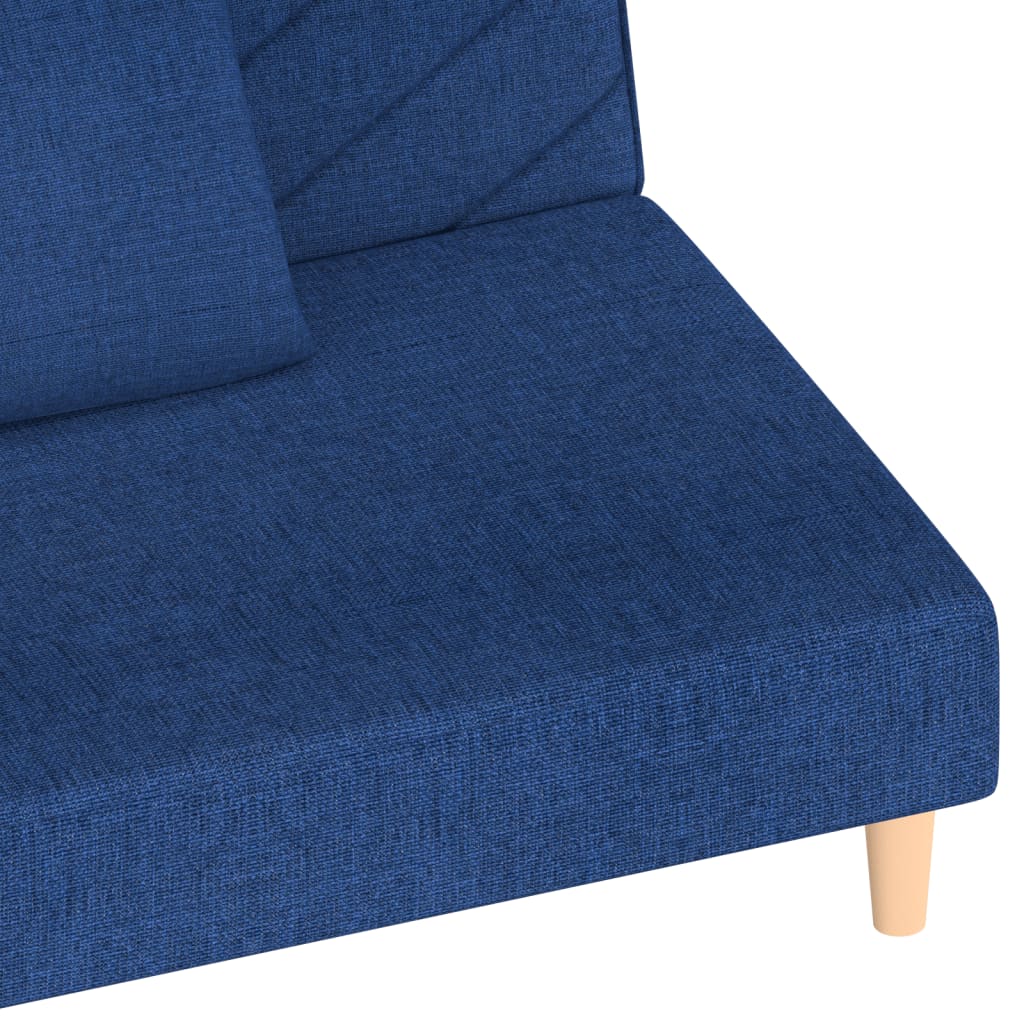 Schlafsofa 2-Sitzer mit 2 Kissen Blau Stoff